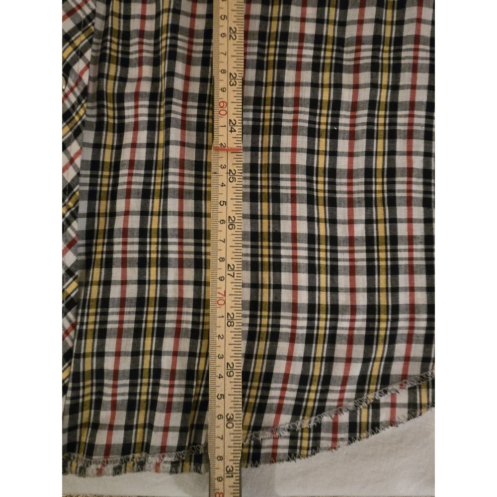 Prior Western Mens Medium Plaid Cowboy Pearl Snap Button Down Shirt Long Sleeve - Picture 6 of 8